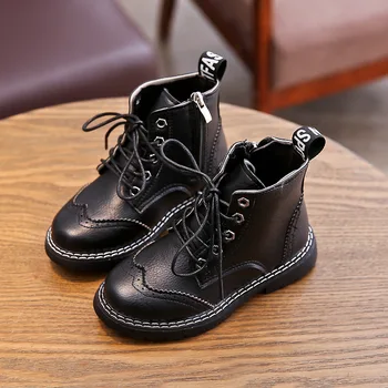 

Fashion PU Leather Boot new winter Boys children's shoes princess girls anti slip foot warmer Fashion Snow Martin boots eu 26-36