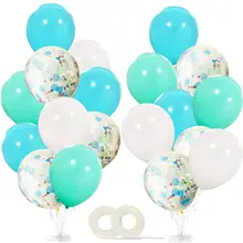 Metable Замороженные воздушные шары ко дню рождения 100 шт 12 дюймов белый светильник Aqua синий воздушный шар "Конфетти" для детского душа зимние вечерние страны чудес