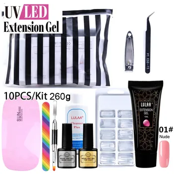 

Poly Uv Gel Nail Builder Builder Extension Kit LED Lamp Nail Gel Polish Set 15ml Light-Pattern Bag Set 3-Pink Extend