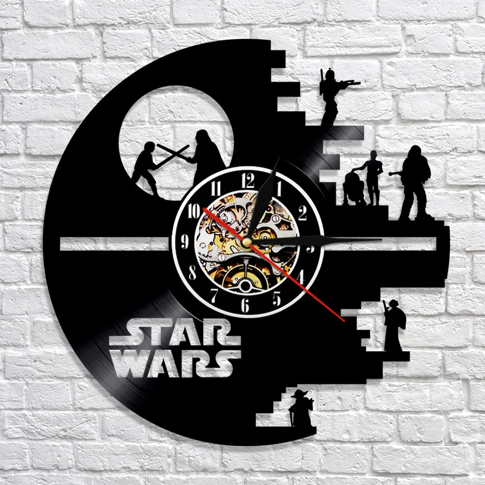 Record Wall Clock Vinyl Wall Clock Creative Retro Nostalgic Star Wars Seven Angle Clock Vinyl Wall Clock