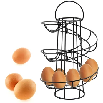 

Egg Spiraling Dispenser Rack Basket Storage Space Large Capacity Egg Case Holder Box Container Egg Racks Shelf
