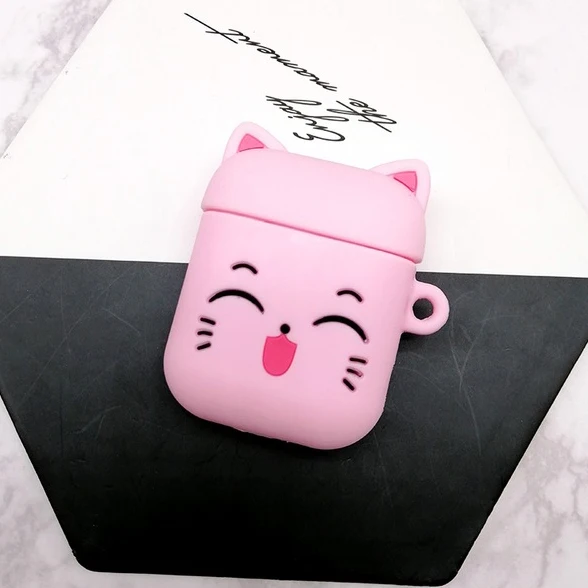 pinkcat Мультяшный беспроводной Чехол для наушников для Apple AirPods 2, силиконовый чехол для зарядки наушников s, защитный чехол для AirPods - Цвет: pinkcat