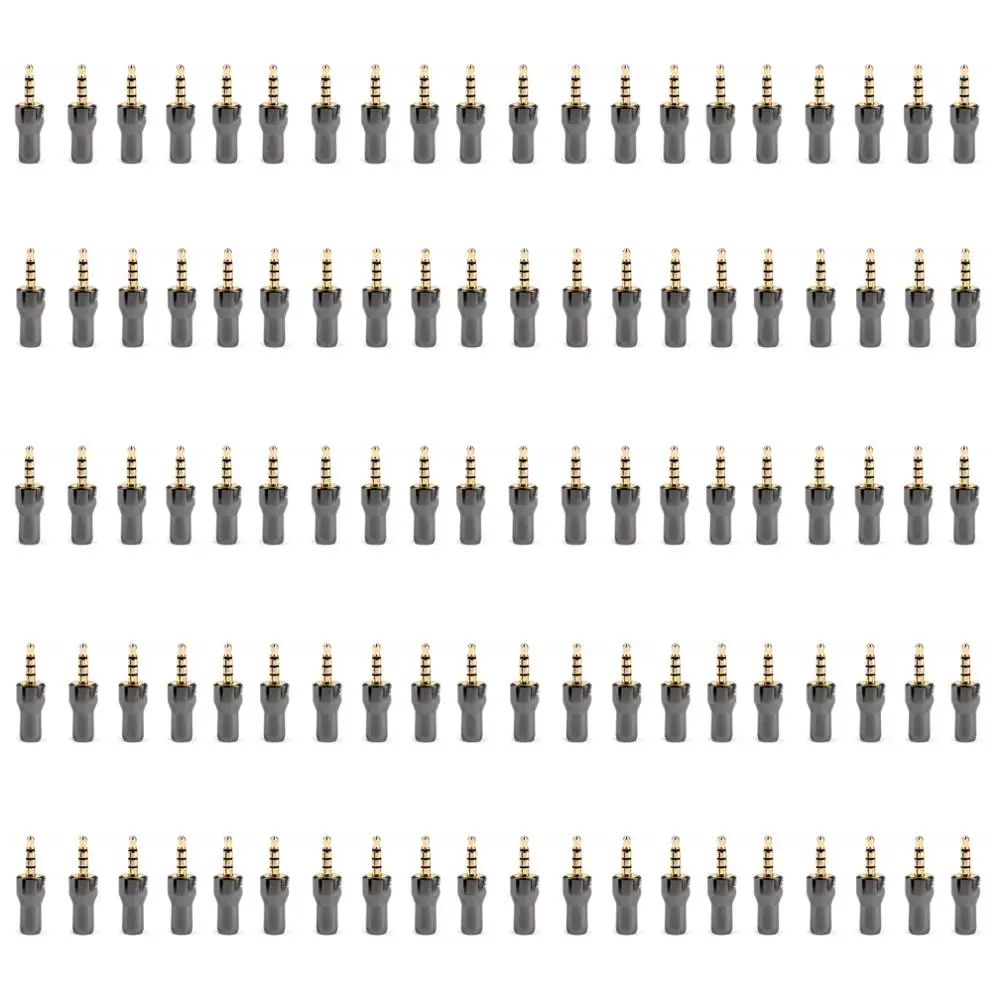 Artudatech 100Pcs 3 5mm Stereo 4Pole Male Jack Plug Audio Connector Solder For Headphone Budweiser Adapter Parts