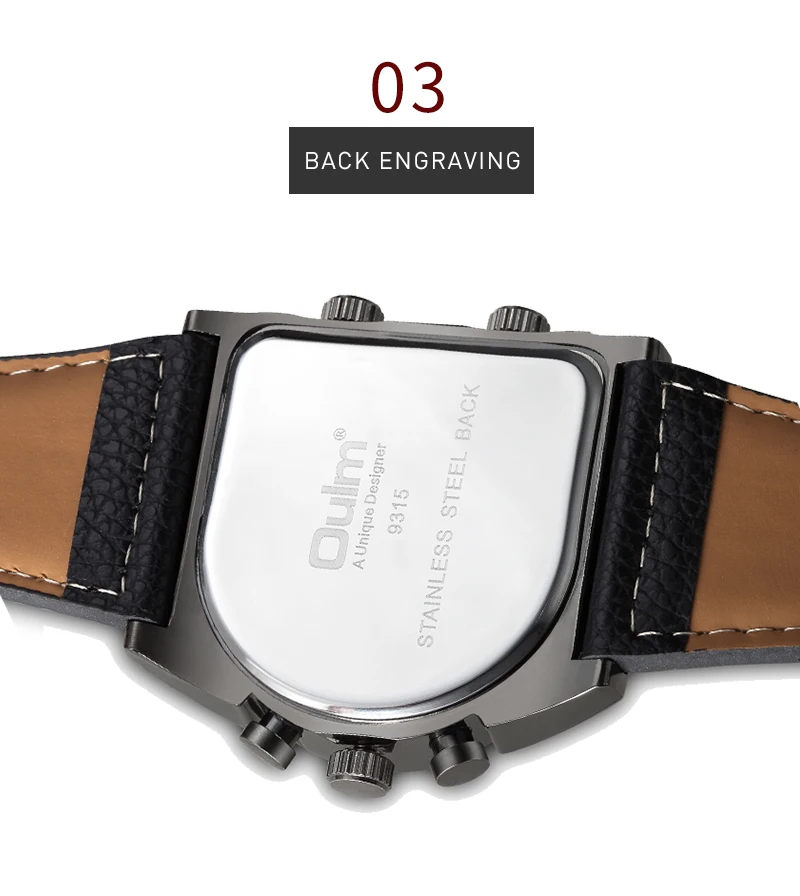 Tanie OULM Sport Watch mężczyźni kwarcowy zegar analogowy 3 strefa czasowa sub tarcze projekt Big case styl oversize czarne zegarki relogio