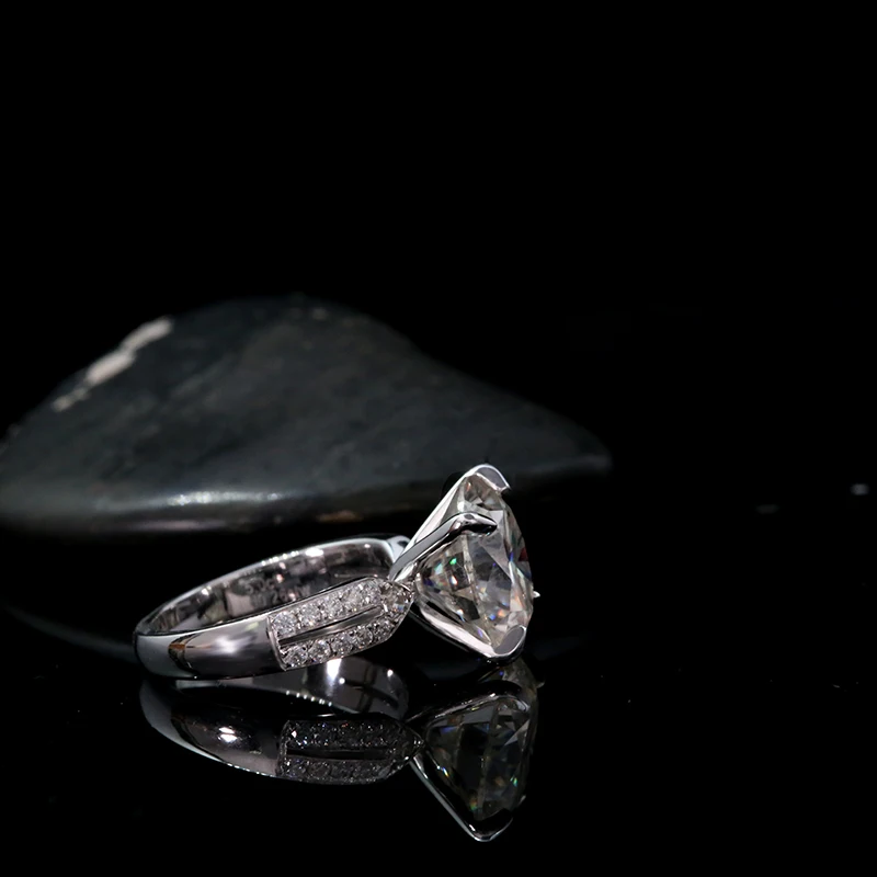 AEAW большой 4.0ct круглый вырез 10k14k18k Белое золото Moissanite кольцо полные размеры оригинальные ослепительные женские ювелирные изделия