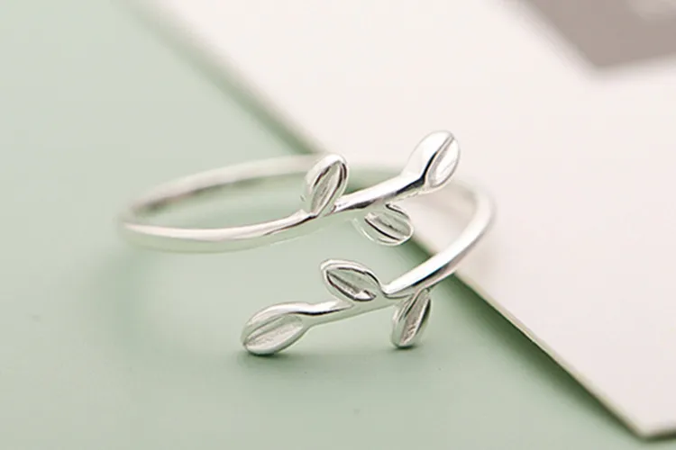 Bijoux, простой стиль, 925 пробы, серебряный лист, кольца для женщин, подарки, большие Регулируемые кольца на палец