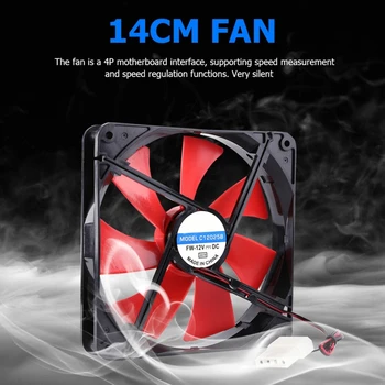 

12V 4 Pin 140mm DC Silent CPU Cooling Fan High Airflow 2300RPM Speed Adjustable 35EA