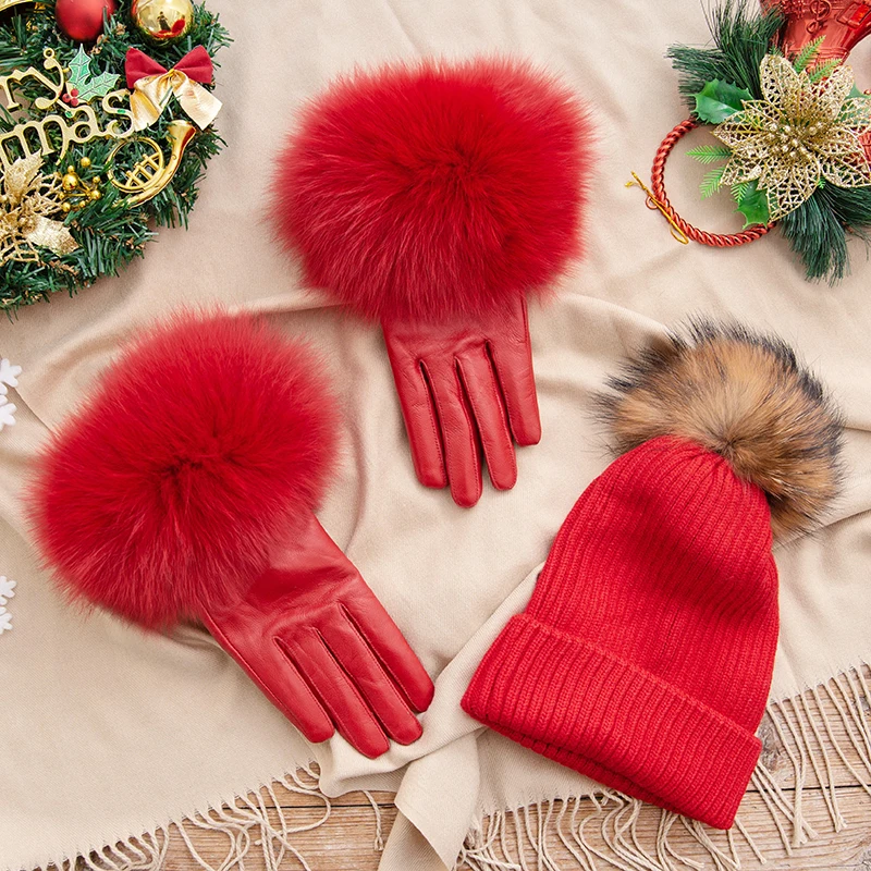 Maylofuer Chirstmas100% сумка из натурального Лисьего меха, тапочки и перчатки из натурального Лисьего меха, теплая вязаная шапка из натурального меха енота