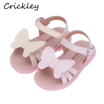 

Children Girls Sandals PU Leather Butterfly Decorate Sandals for Kids Girls Princess Summer Shoes Fashion Soft Non Slip Sandals