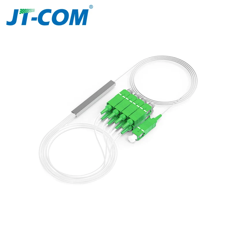 Optical Splitter SC APC 0.9mm 1X8 FTTH Fiber Optic Splitter SC UPC PLC FBT Optical Coupler Singlemode Simplex Steel Pipe PVC
