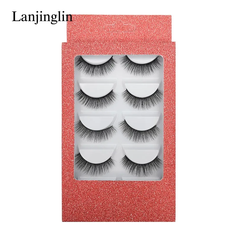 LANJINGLIN, 5 пар, накладные ресницы из искусственной норки, полная полоска, ресницы ручной работы, пушистые, объемные, 5d, для наращивания ресниц, макияж, натуральные, cils, G800