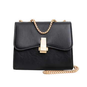 

Fashion Solid Color Chain Shoulder Bag Women PU Leather Ladies Simple Retro Messenger Pouch Female Small Flap Crossbody Handbags