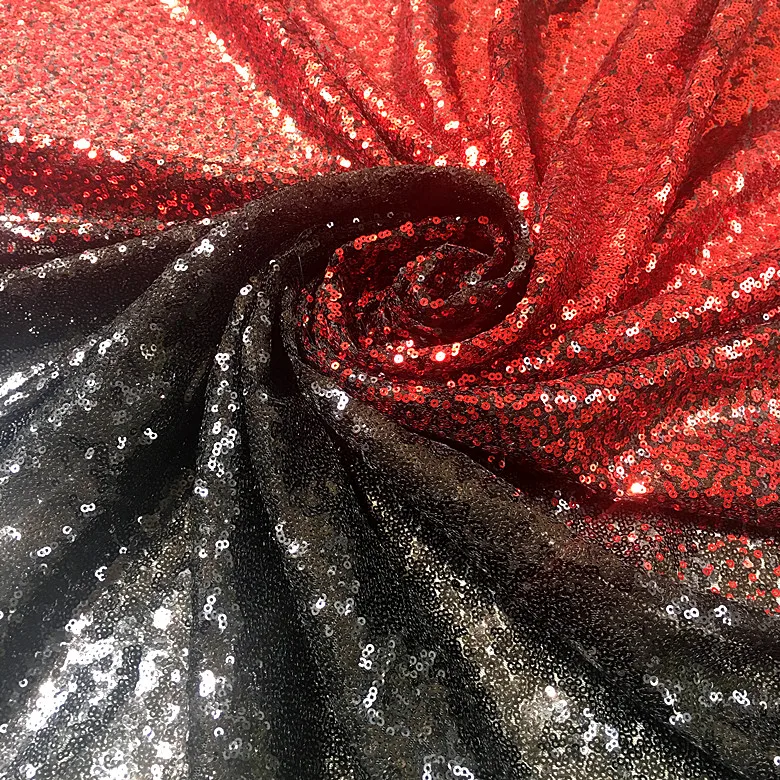 130x91cm New red black gradient Sequin fabric tuxedo performance coat  curtain Sequin bead fabric 3mm