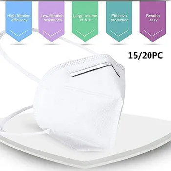 

15/20PC Face Masks PM2.5 Safety Strong Protective Mouth Maske Respirator Reusable Adjustable Breathable Masks Filter for Adult