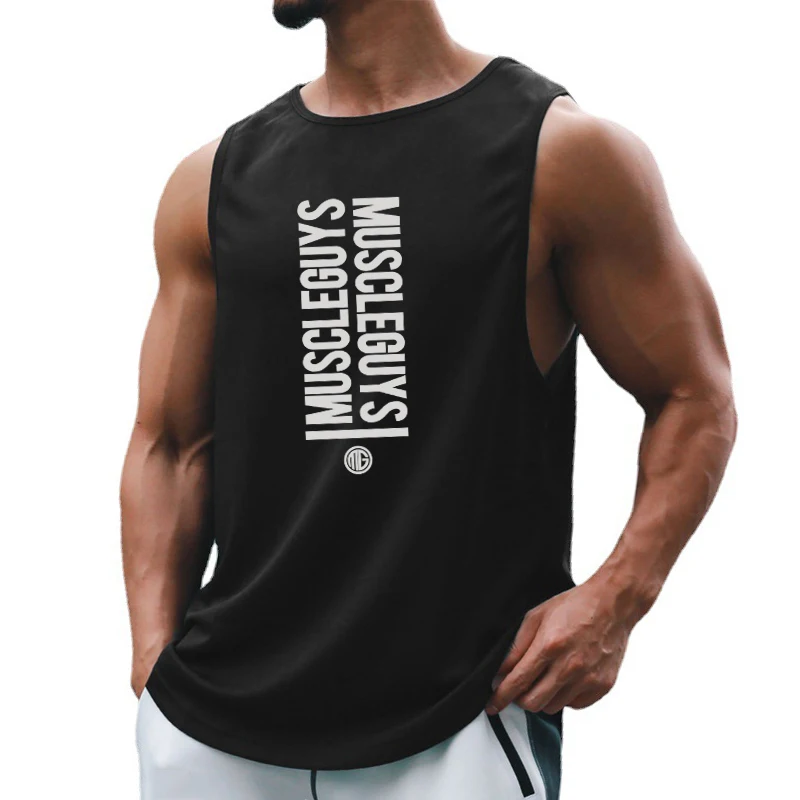 

Brand Clothing Summer Gym Tank Top Men Quick-drying Running Vest Basketball Training Bodybuilding Fitness Loose Sleeveless Shirt
