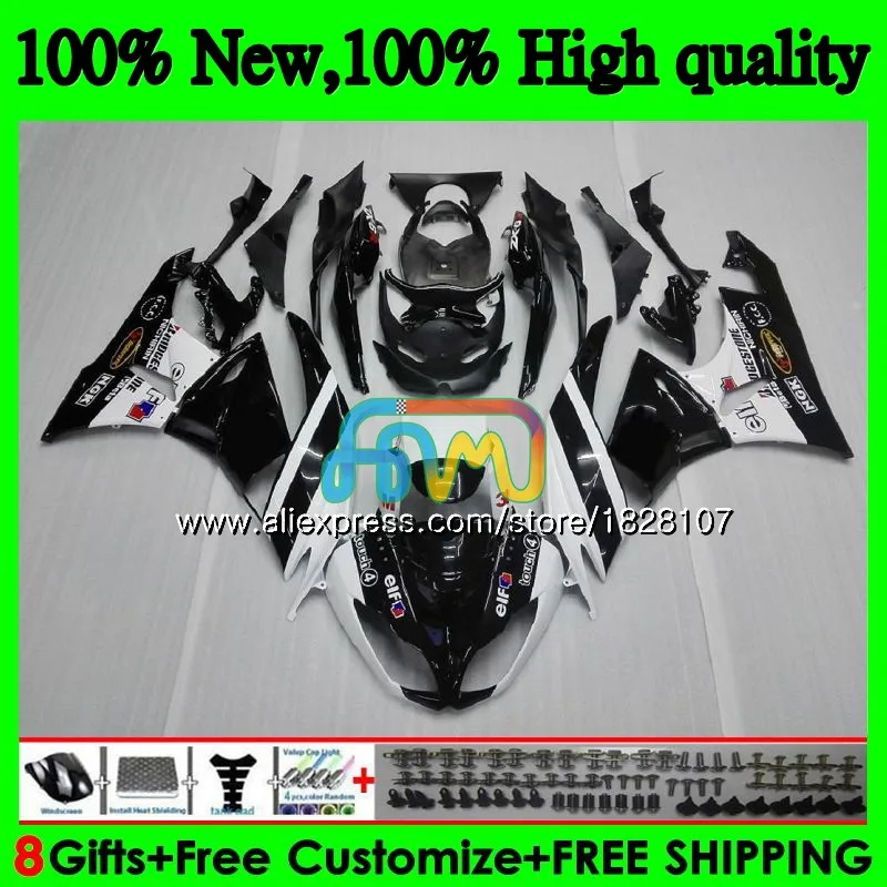 Корпус для KAWASAKI ZX636 ZX600 популярное бело-черные ZX-6R ZX 6R ZX 636 600CC 9BS. 4 ZX-636 ZX6R 09 10 11 12 2009 2010 2011 2012 обтекатель