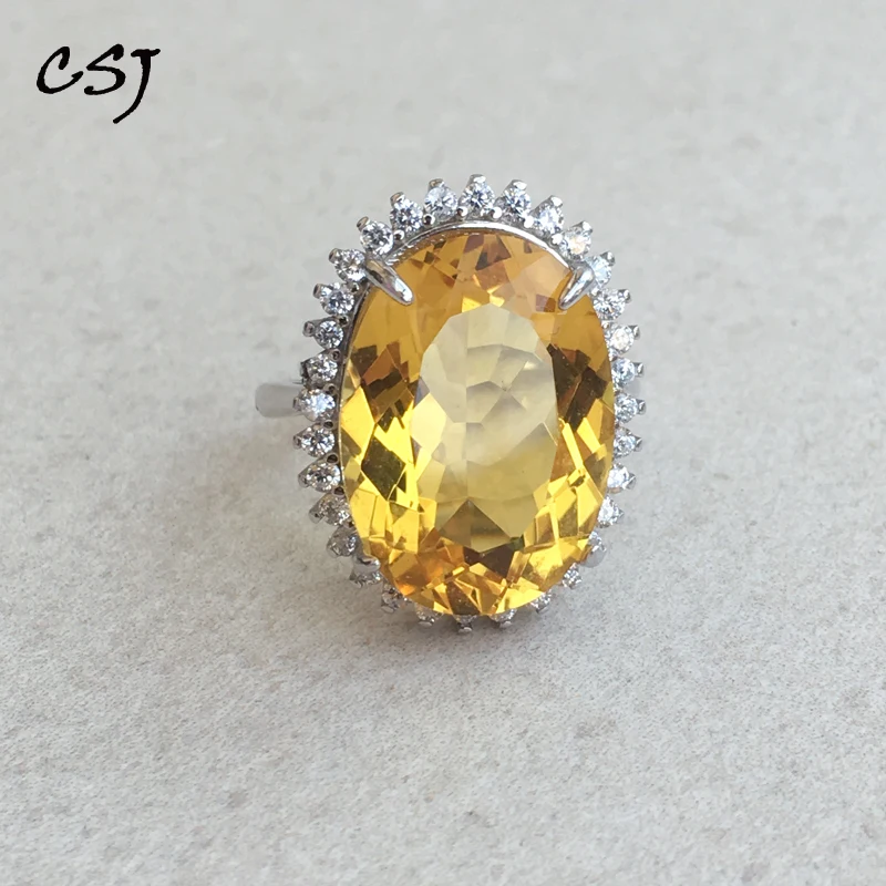 

Женское кольцо из серебра 925 пробы, с цитрином, 25 карат