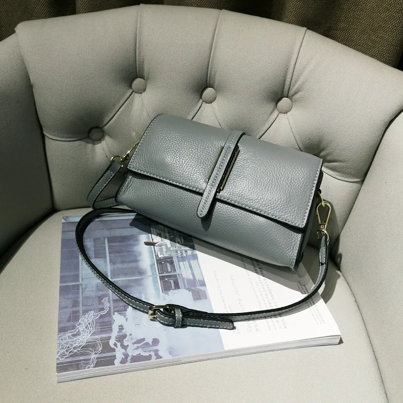 

New top layer leather small pillow bag shoulder slung small personality leather handbag