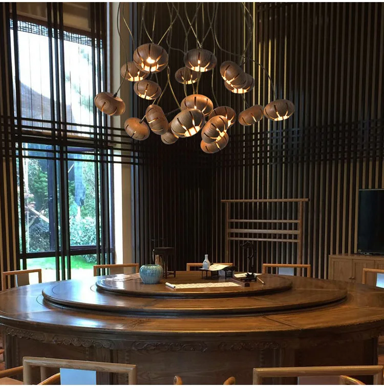 G4 LED Postmodern Wooden Pumpkin Chandelier Lighting Lustre Suspension Luminaire Lampen For Dinning Room Foyer | Лампы и освещение