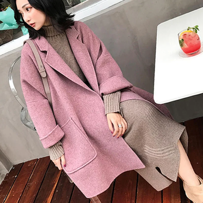 

Double-faced cashmere coat women Winter jacket Women Pure Handmade cashmere solid colour wool coat women long overcoa AA-623