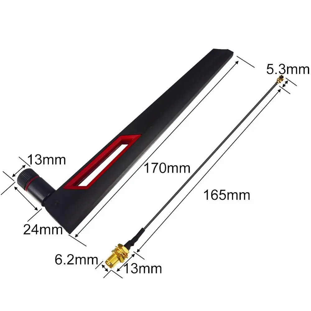 12 dbi Dual band WIFI Antenna 2.4G 5G 5.8Gh RP SMA Male Universal Antennas + UFL IPX to RP SMA Pigtail Cable