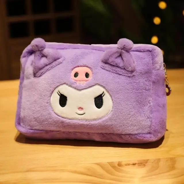 Sanrioed 26Cm Kawaii Cartoon Plush Mymelody Cinnamoroll Kuromi Badbadtz-Maru Travelling Bag Cosmetic Bag Zero Wallet 6