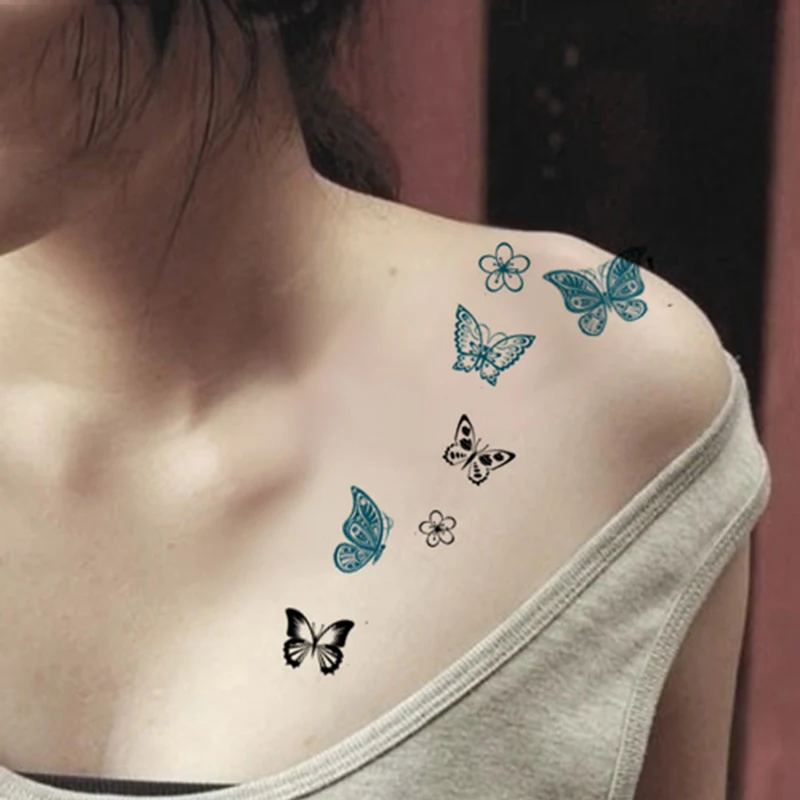 1 Pc Temporary Tattoo Sticker Black Roses Butterfly Cat Design Full Flower Arm Body Art Big Large Fake Tattoo Sticker Temporary Tattoos Aliexpress