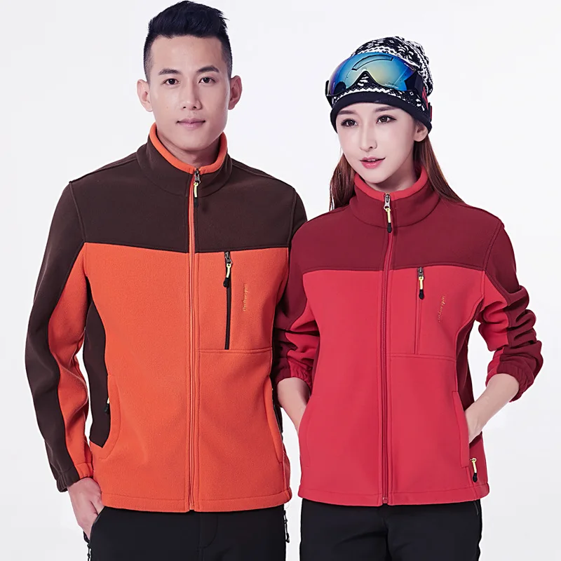COUPLE'S Outdoor Fleece Color Panel Stand-Collar Polar Fleece Jacket Autumn