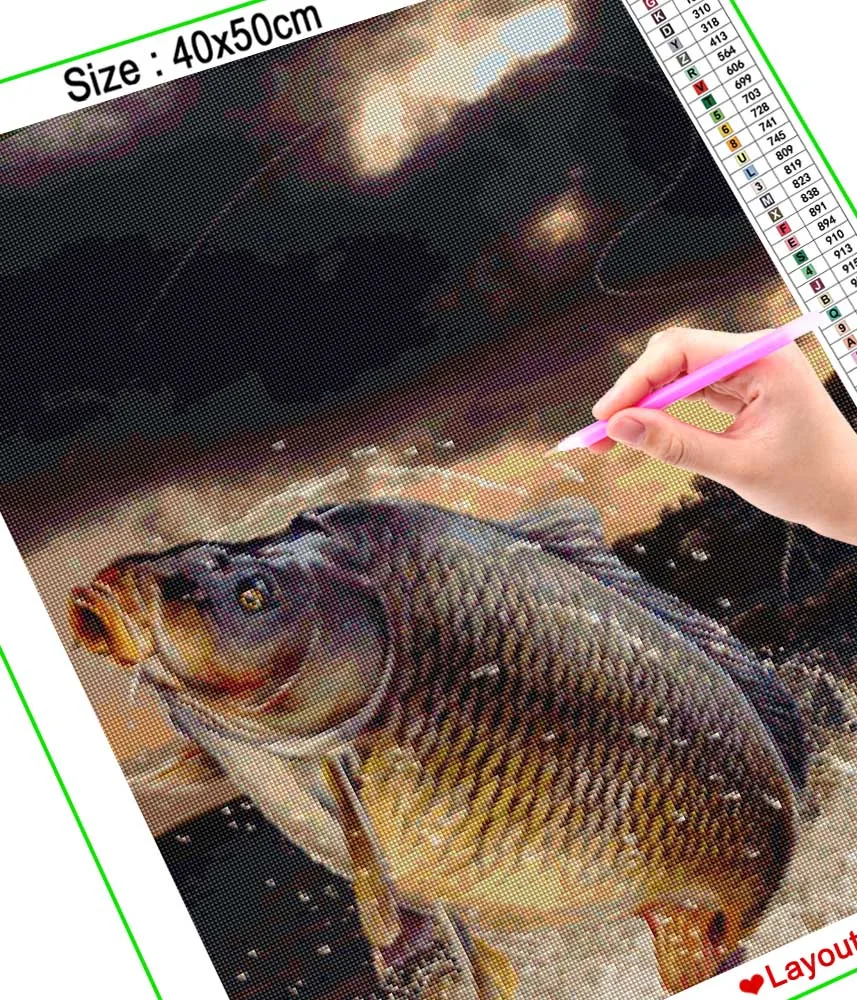 HOMFUN Full Square/Round Drill 5D DIY Diamond Painting "Fishing lake animal" Embroidery Cross Stitch 5D Home Decor Gift A30055