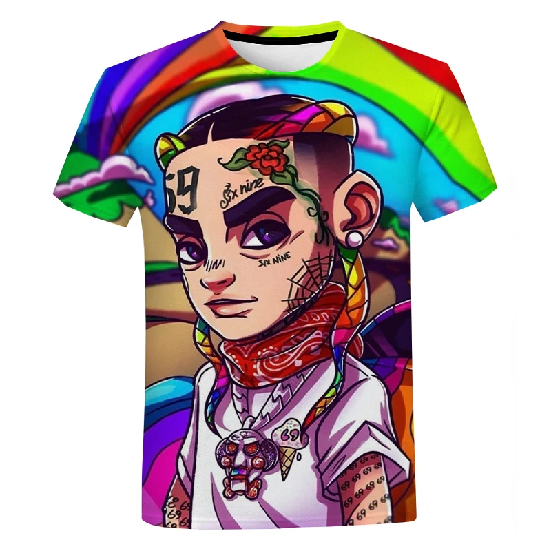 Рэпер 6ix9ine 3D принтом Футболка для мужчин и женщин Летняя модная повседневная
