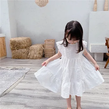 

2020 Children Clothing Summer New Girls Lace Cotton Sleeveless Princess Dresses Toddler Kids White Fashion Sweet Dress
