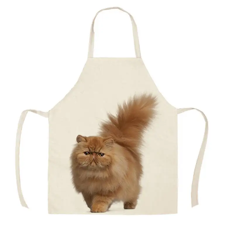 1Pcs Kitchen Apron Cute Pet Dogs/Cats Printing Sleeveless Cotton Linen Aprons for Men Women Home Cleaning Tools WQ360