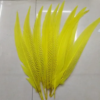 

Beautiful yellow tail feathers 40-80 cm / 16-32 inches lady Amherst silver chicken feather feather stage performance decoration