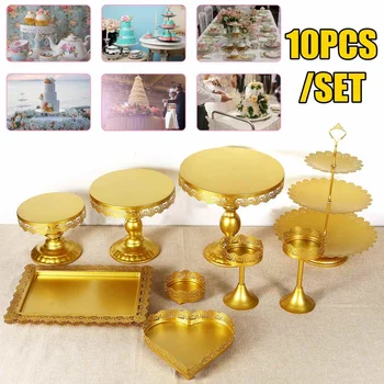 

10pcs/ Set white wedding cake stand set 10PCS pieces cupcake stand barware decorating cooking cake tools bakeware set party