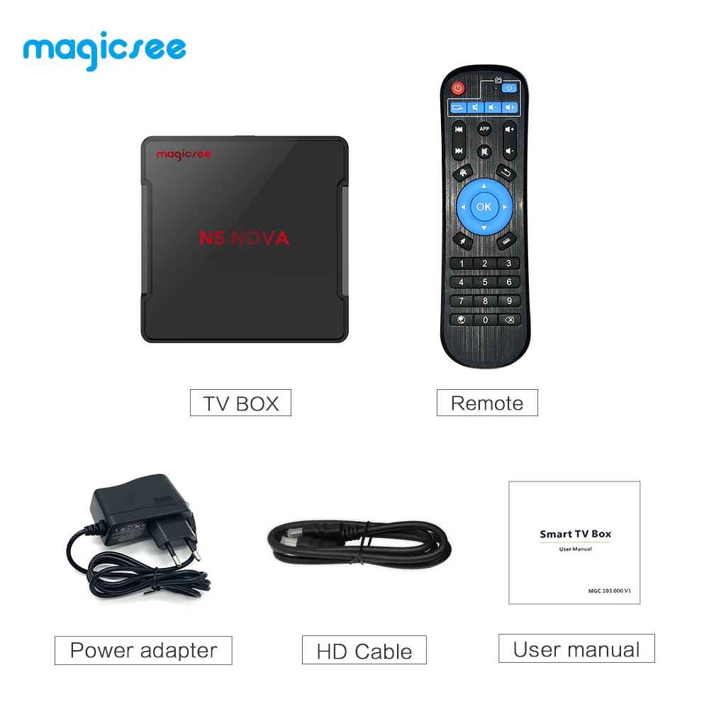 Magicsee N5 NOVA 4 Гб 64 Гб RK3318 четырехъядерный Android 9,0 Tv Box 2,4G 5G Wifi BT4.0 смарт-приставка 4K H.264 N5 MAX медиаплеер