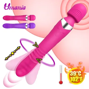 G Spot Heating Vibrator Sex Toys for Woman Magic Wand Massager Dual Motor Rotating Clitoris Stimulator Masturbator Sex Products