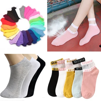 

3/5pair Fashion Women Socks Breathable Summer Socks Lovely Solid Color/Stripe Boat Socks Comfortable Cotton Ankle Sock Short