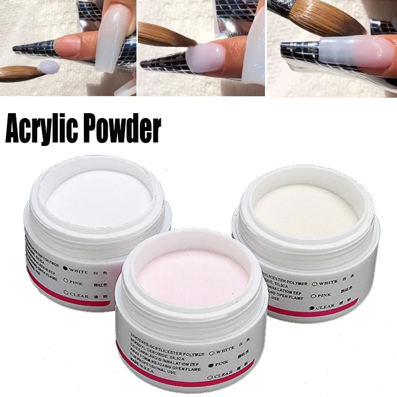 Acrylic Powder Clear Pink White Carving Crystal Polymer 3D Nail Art Tips Building Manicure for Nails 1PC | Красота и здоровье