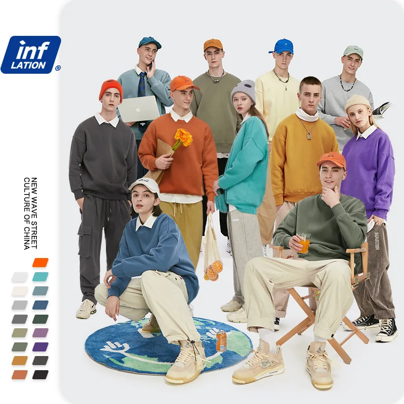 INFLATION Winter Mens Hip Hop Multi-colour Hoodies Velvet Fabrics Fleece Sweatshirts 8 Solid Color Winter Men Sweatshirts 166W17 INFLATION Winter Mens Hip Hop Multi-colour Hoodies Velvet Fabrics Fleece Sweatshirts 8 Solid Color Winter Men Sweatshirts 166W17