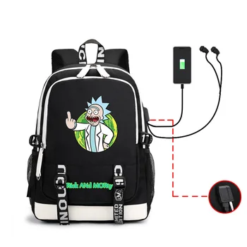 

Backpack Anime Rick and Morty Backpack School Bags Teenagers Laptop Shoulders Bag Bookbags Men Travel USB Bags Women Men Cartoon