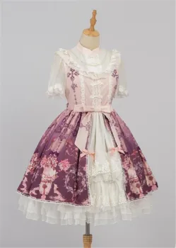 

Lolita One Piece Dress Short Sleeve Layered Ruffles Bow and Lace Chiffon Dress