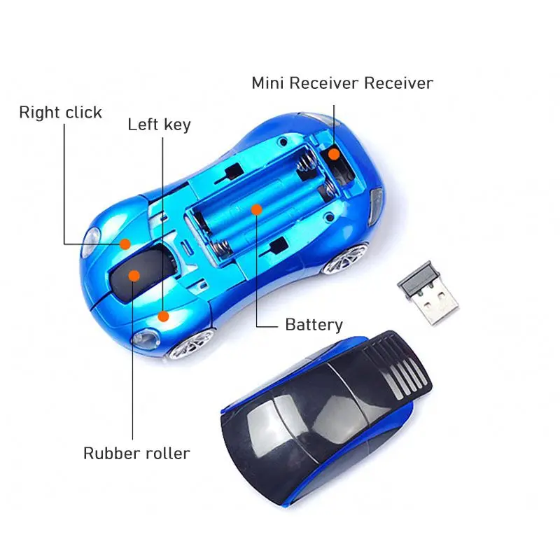 Новинка 2,4 ГГц Беспроводная Спортивная Автомобильная мышь с 1600 dpi для компьютера 2,4 ГГц Автомобильная беспроводная мышь для ноутбука планшета cmputer Gaming