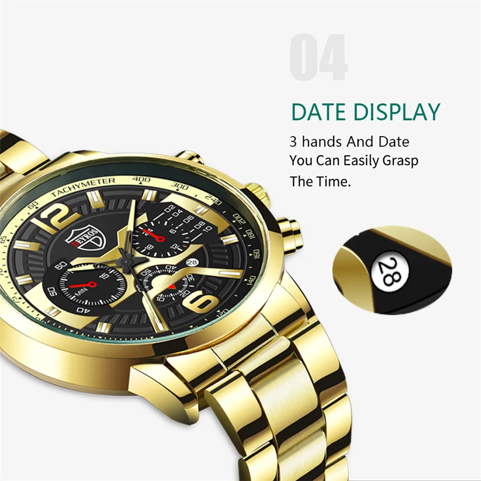 2022 Mens Fashion Watches Luxury Men Stainless Steel Quartz Wrist Watch Male Business Casual Gold Bracelets relogio masculino