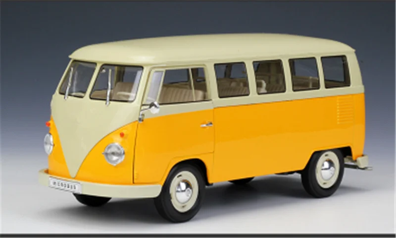 Коллекция 1:18 Масштаб 24 см T1 автобус фургон модель автомобиля литой Сплав Классический Автомобиль Моделирование автомобиля дисплей для детей и взрослых - Цвет: Yellow