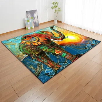 

Colorful Elephant Carpet Hallway Bedside Area Rug Kids Baby Crawling Play Mat Super Soft Home Decor Rug Carpets for Living Room