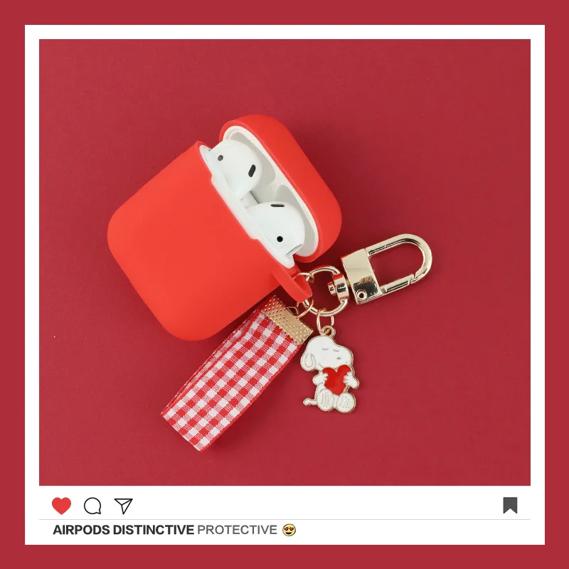 

Cute Cartoon Korean Red Heart Dog Silicone Earphone Case For Apples AirPods Bluetooth Wireless Headphones Box Protective cover