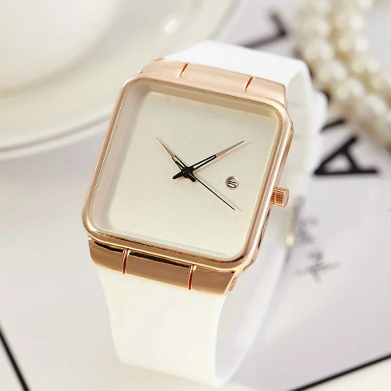

2019 Women Watches Women Silicone Square Luxury Dress Watch Ladies Quartz Rose Gold Wrist Watch