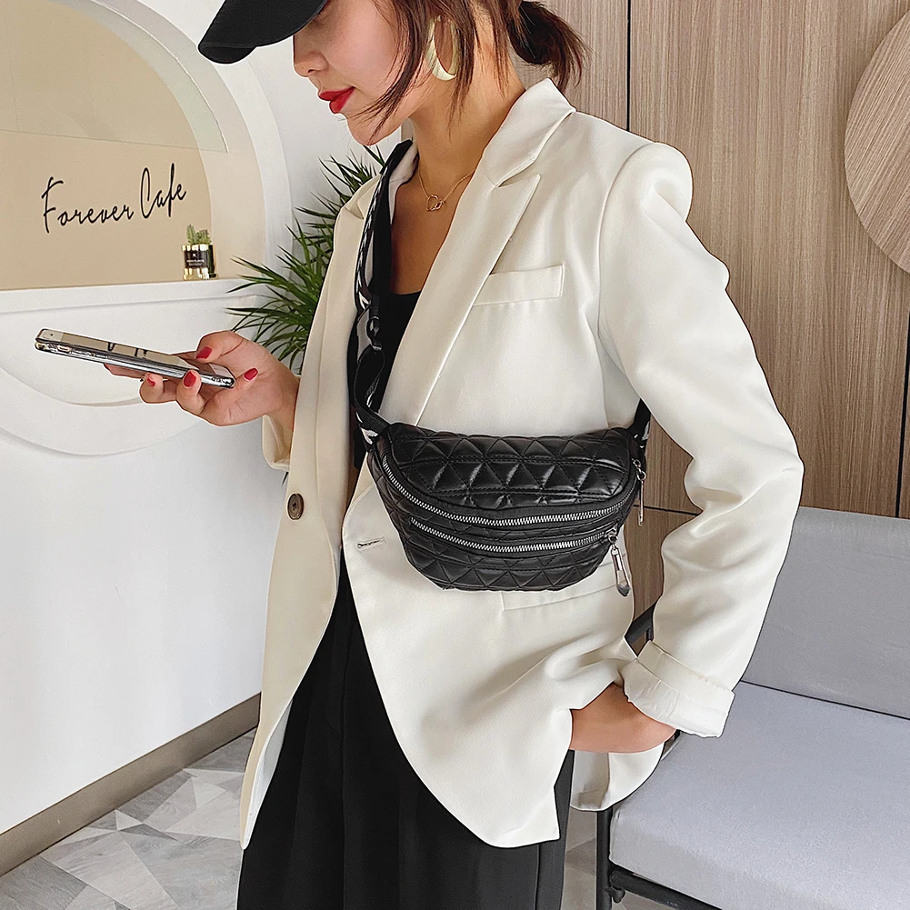 Женская поясная сумка из искусственной кожи модная сетчатая на молнии для