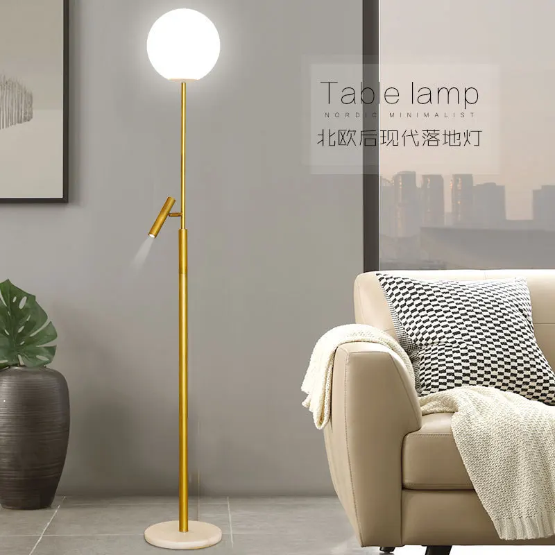 Northern Europe post modern floor lamp golden simple marble living room dining room study bedroom LED floor lamp