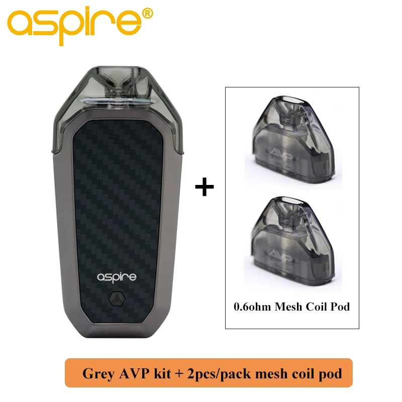 Набор электронных сигарет Aspire AVP Vape Kit 2 мл емкость Pod 1,2/1,3/700 Ом катушка встроенный аккумулятор мАч MTL стартовый комплект Vaper - Цвет: grey add mesh pod